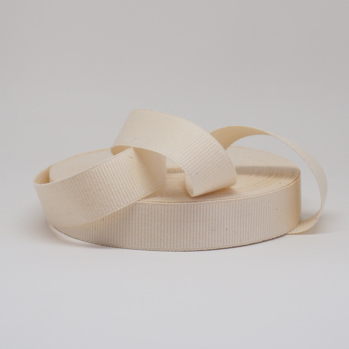 ORGANIC COTTON NARROW WEAVE RIBBON  - NATURAL in 10, 15 and 25mm