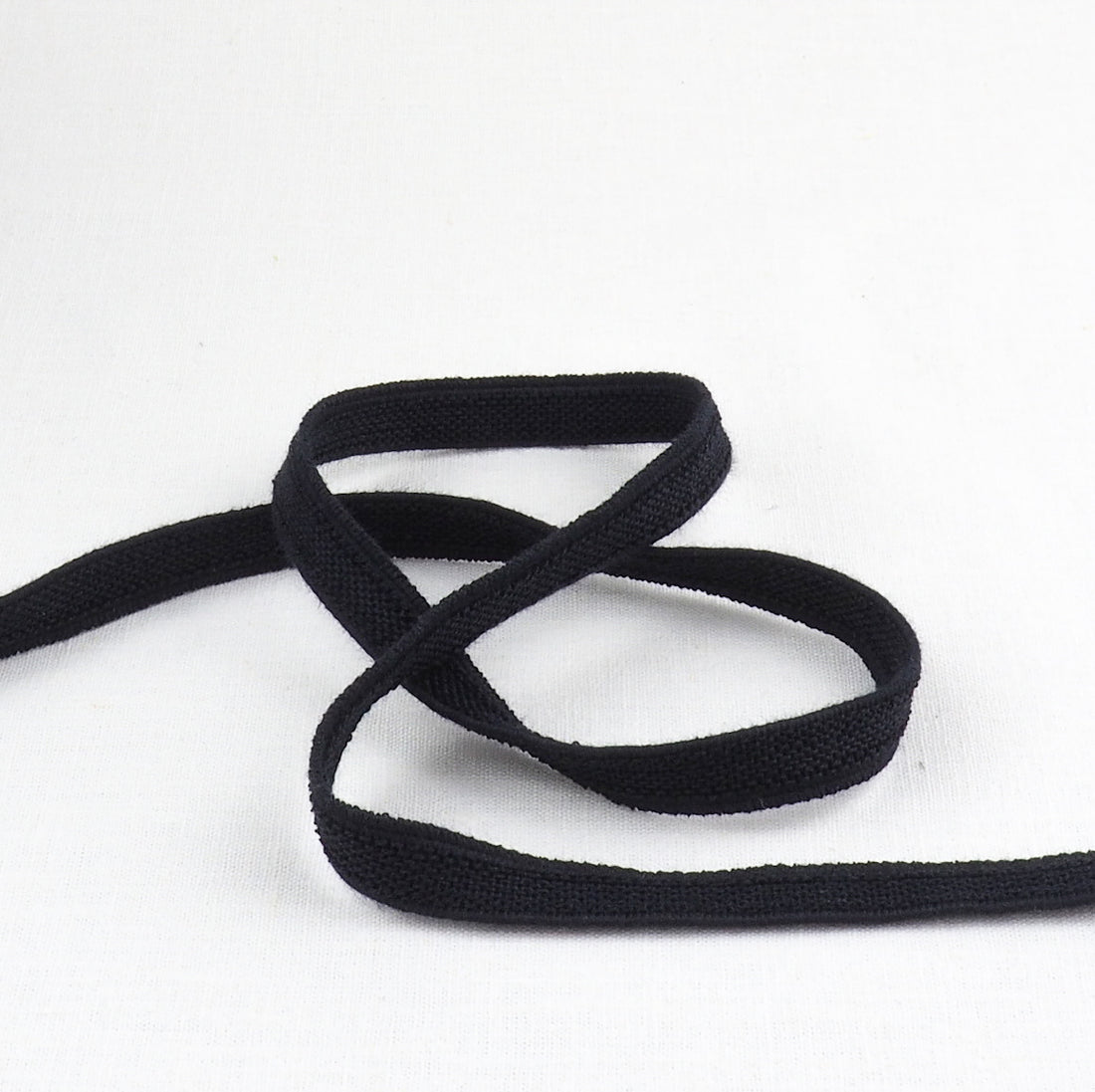 ORGANIC COTTON DOUBLE FLEECE ELASTIC RIBBON - 11mm - BLACK