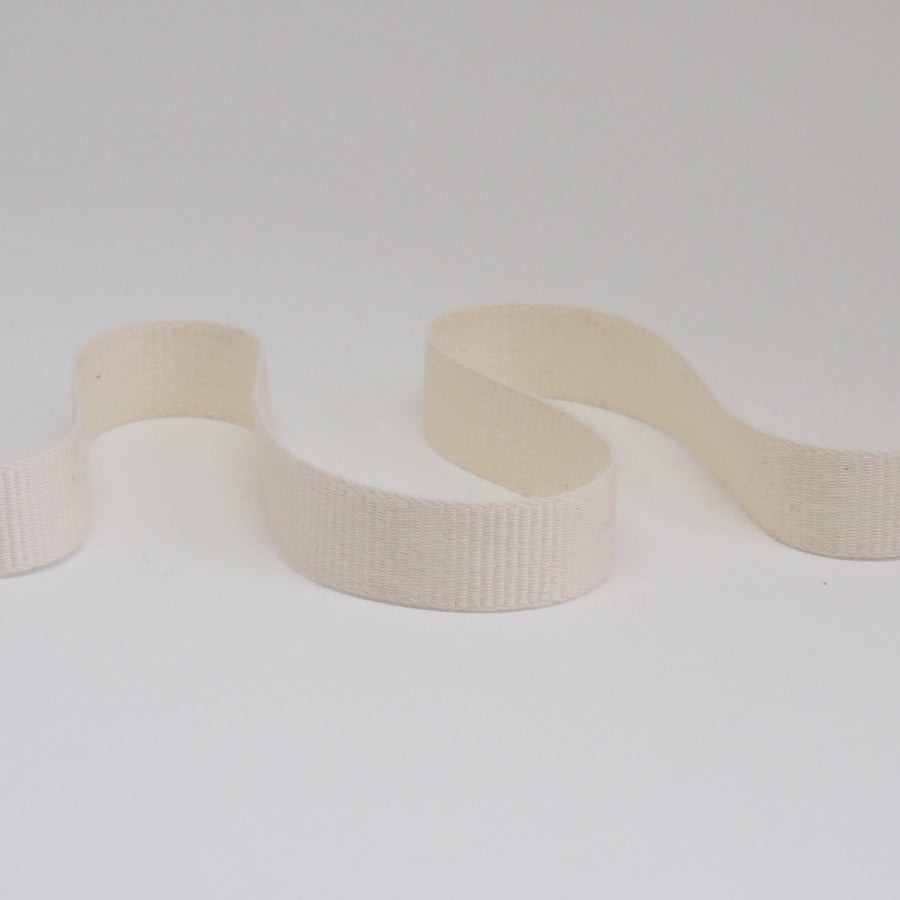 ORGANIC COTTON NARROW WEAVE RIBBON  - NATURAL in 10, 15 and 25mm