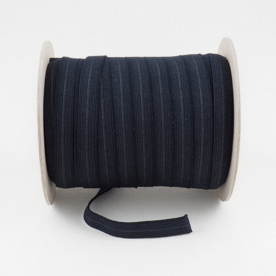 ORGANIC COTTON EDGE BINDING ELASTIC RIBBON - 15mm - BLACK