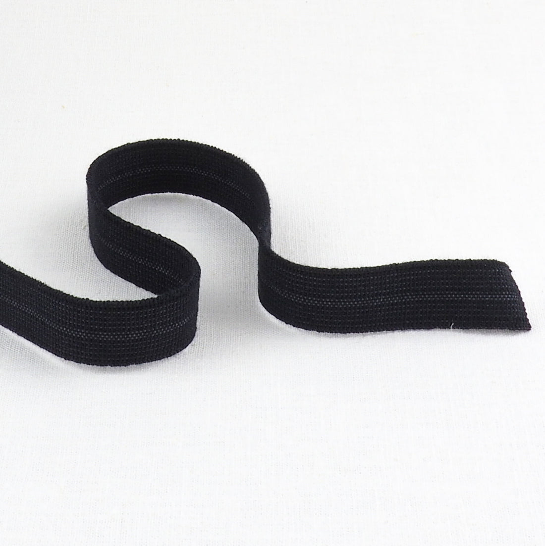 ORGANIC COTTON EDGE BINDING ELASTIC RIBBON - 15mm - BLACK