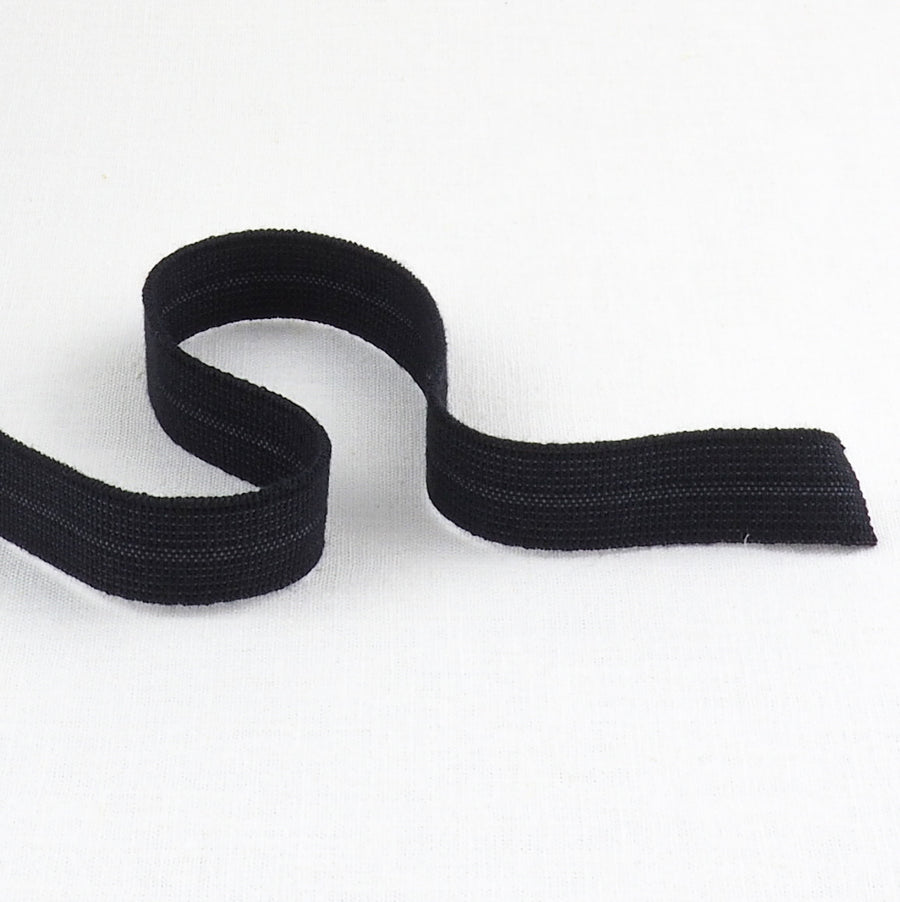 ORGANIC COTTON EDGE BINDING ELASTIC RIBBON - 15mm - BLACK