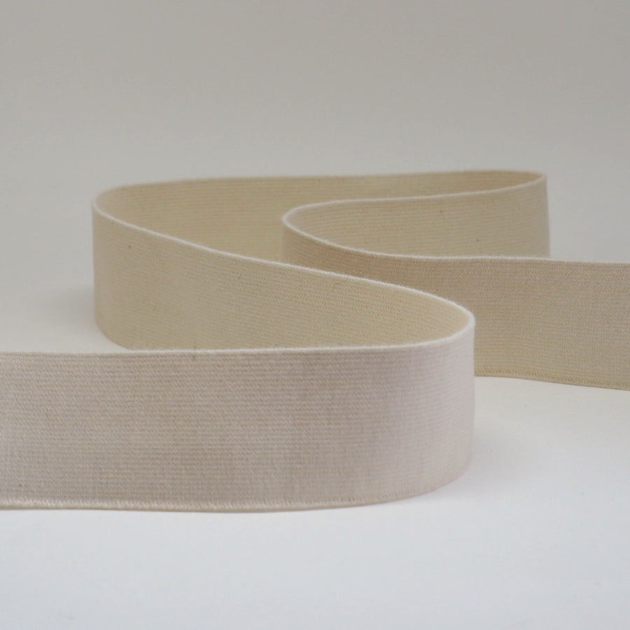 ORGANIC COTTON ELASTIC RIBBON - 40mm NATURAL UN-DYED