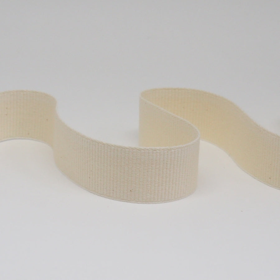 ORGANIC COTTON NARROW WEAVE RIBBON  - NATURAL in 10, 15 and 25mm