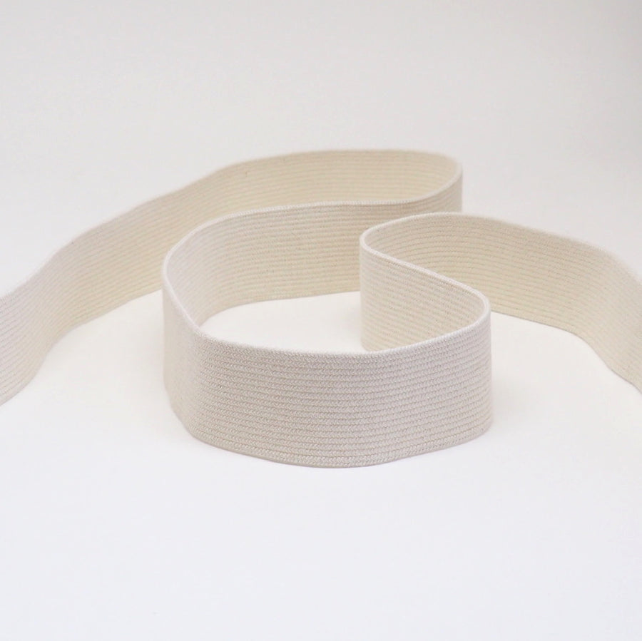 ORGANIC COTTON ELASTIC RIBBON - 28mm - NATURAL UN-DYED