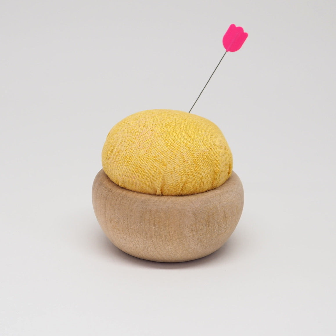 TULIP CHERRY WOOD PIN CUSHION -  NANOHANA-IRO (YELLOW)