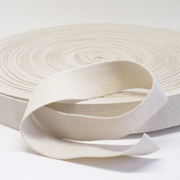 ORGANIC COTTON ELASTIC RIBBON - 28mm - NATURAL UN-DYED