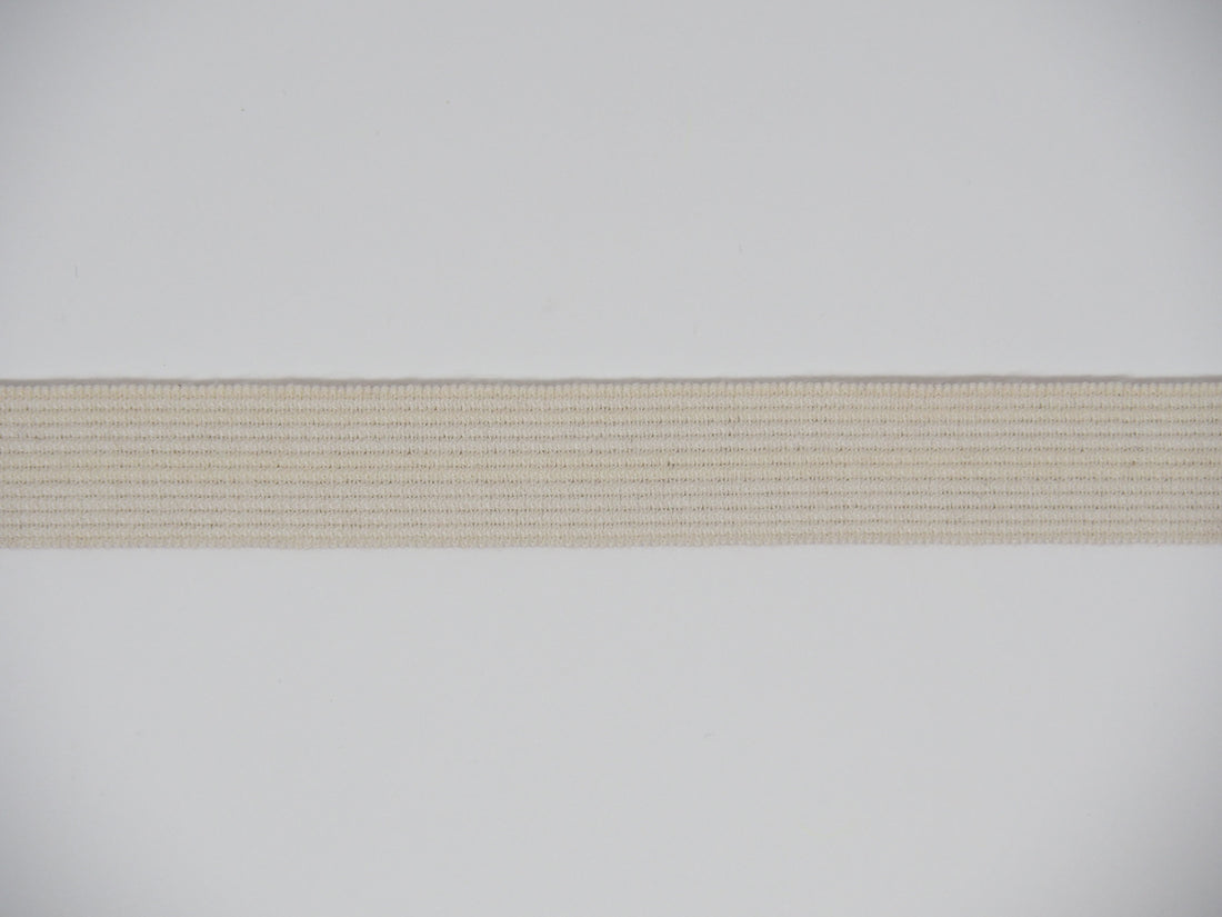 ORGANIC COTTON ELASTIC RIBBON - 18mm LIGHT STRETCH - NATURAL UN-DYED