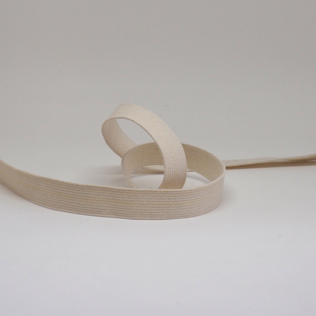 ORGANIC COTTON ELASTIC RIBBON - 18mm LIGHT STRETCH - NATURAL UN-DYED
