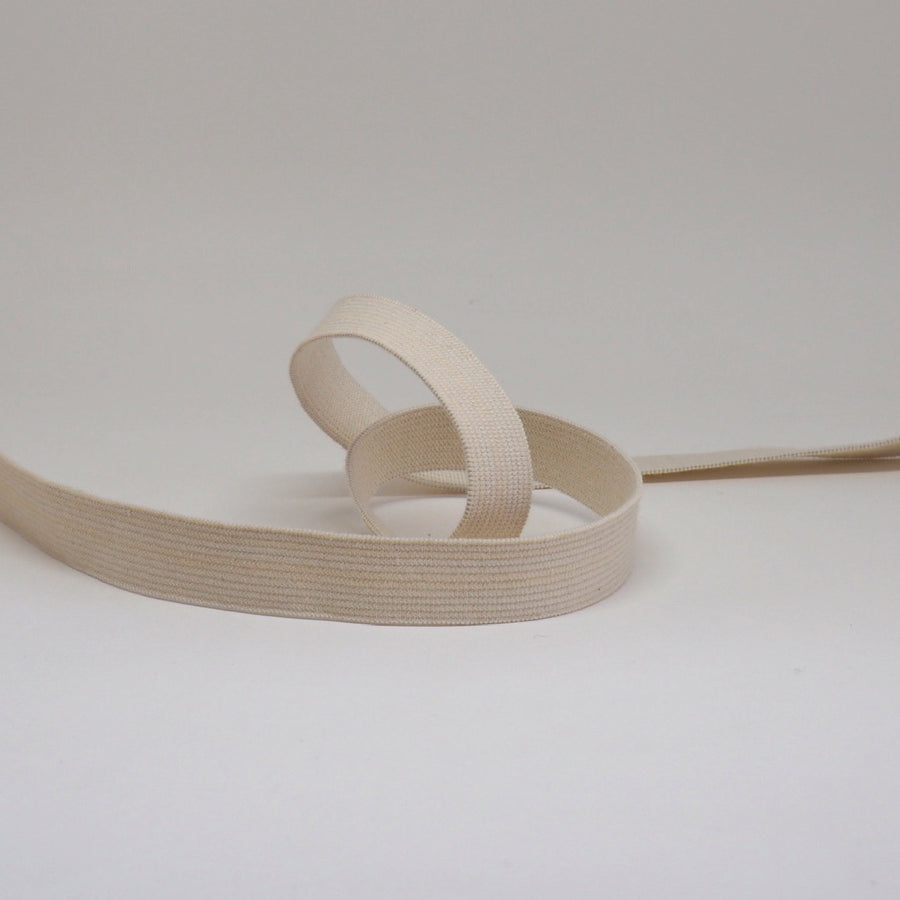ORGANIC COTTON ELASTIC RIBBON - 18mm LIGHT STRETCH - NATURAL UN-DYED