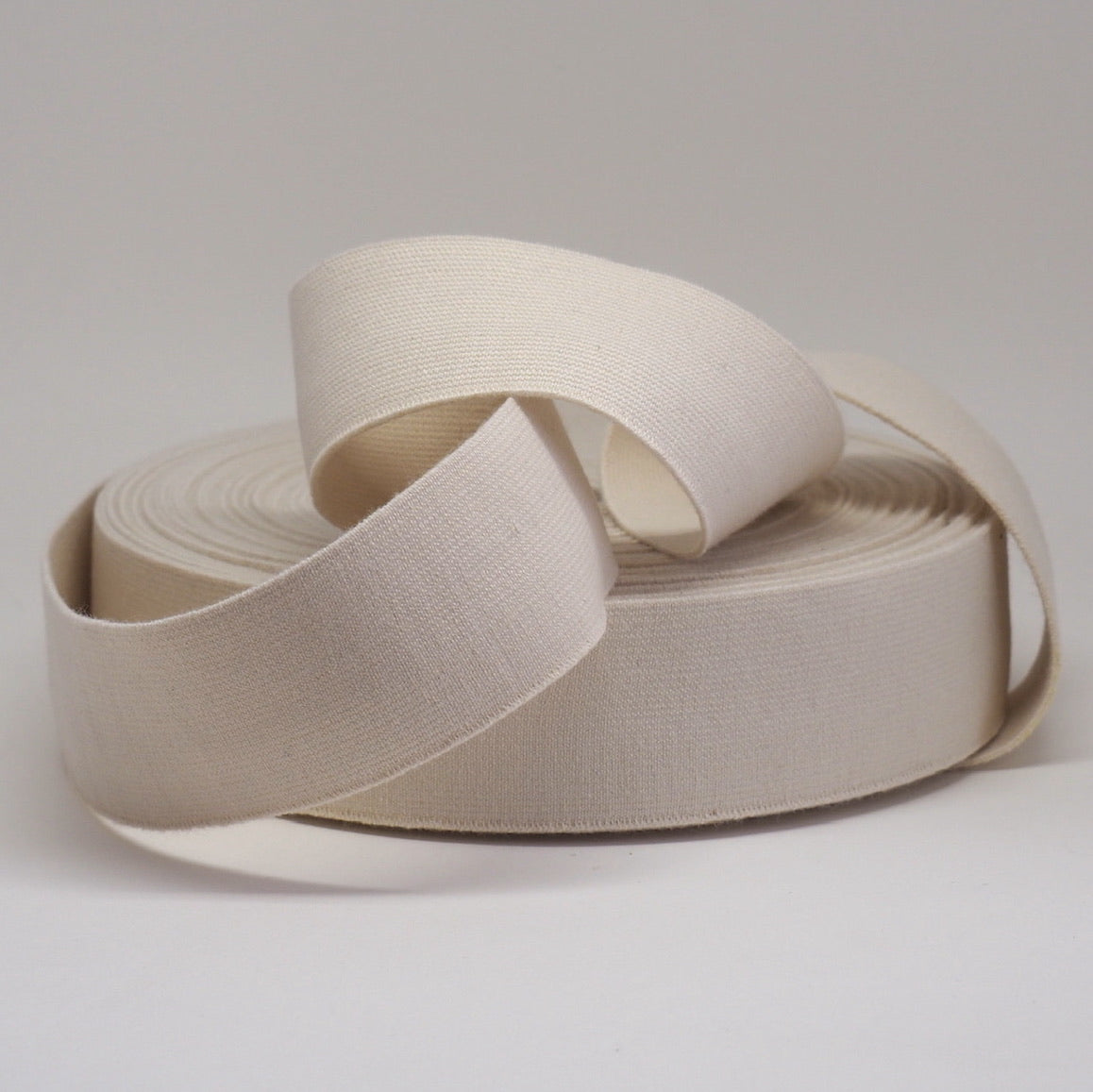 ORGANIC COTTON ELASTIC RIBBON - 40mm NATURAL UN-DYED