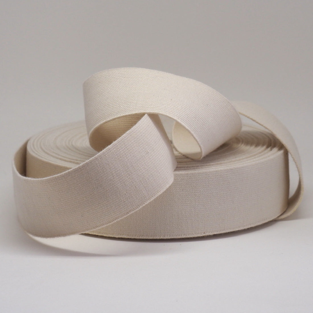 ORGANIC COTTON ELASTIC RIBBON - 40mm NATURAL UN-DYED